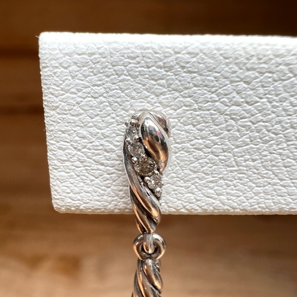 DAVID YURMAN DIAMOND And Sterling Drop Cable Earrings - Picture 6 of 9